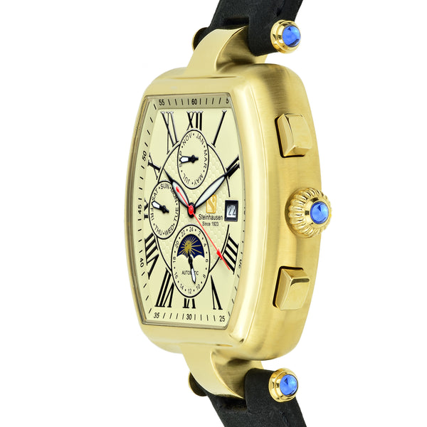 Men's Tonneau Marquise Analog Display Gold Automatic Watch