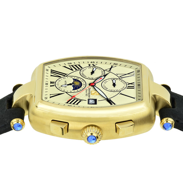 Men's Tonneau Marquise Analog Display Gold Automatic Watch