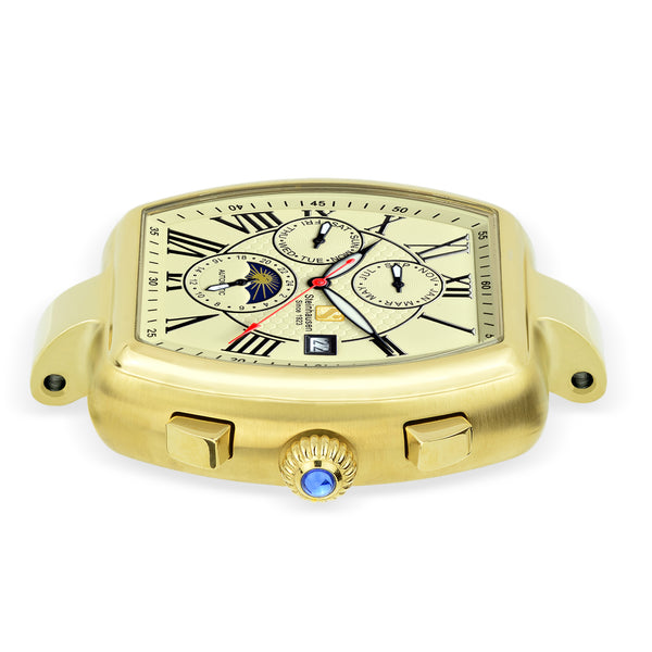 Men's Tonneau Marquise Analog Display Gold Automatic Watch