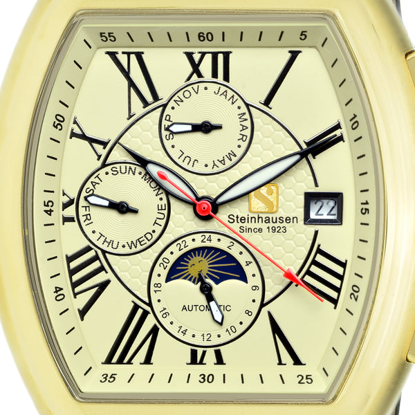 Men's Tonneau Marquise Analog Display Gold Automatic Watch