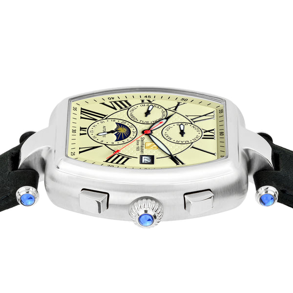 Men's Tonneau Marquise Analog Display Silver Automatic Watch