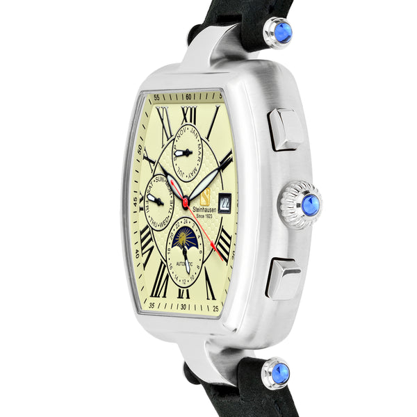 Men's Tonneau Marquise Analog Display Silver Automatic Watch