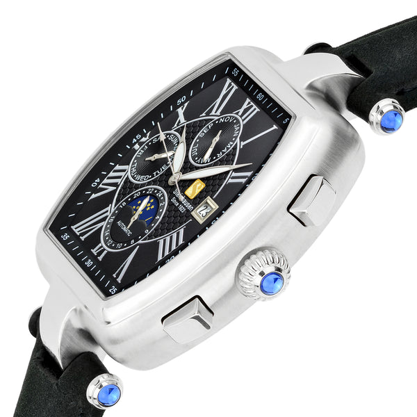 Men's Tonneau Marquise Analog Black/Silver Display Automatic Watch