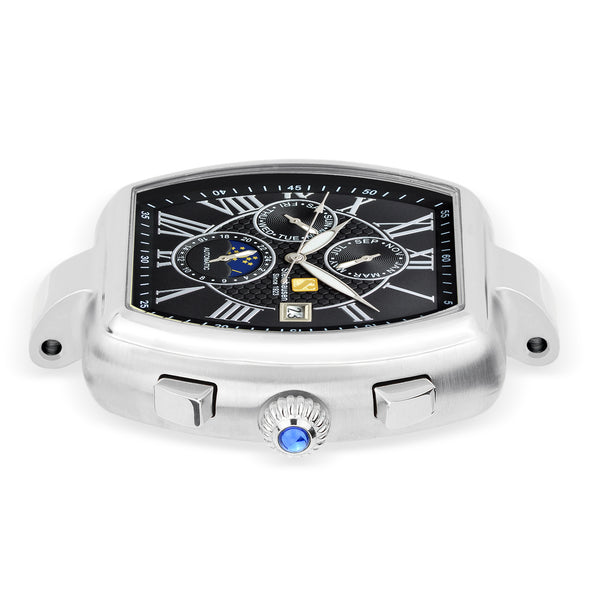 Men's Tonneau Marquise Analog Black/Silver Display Automatic Watch