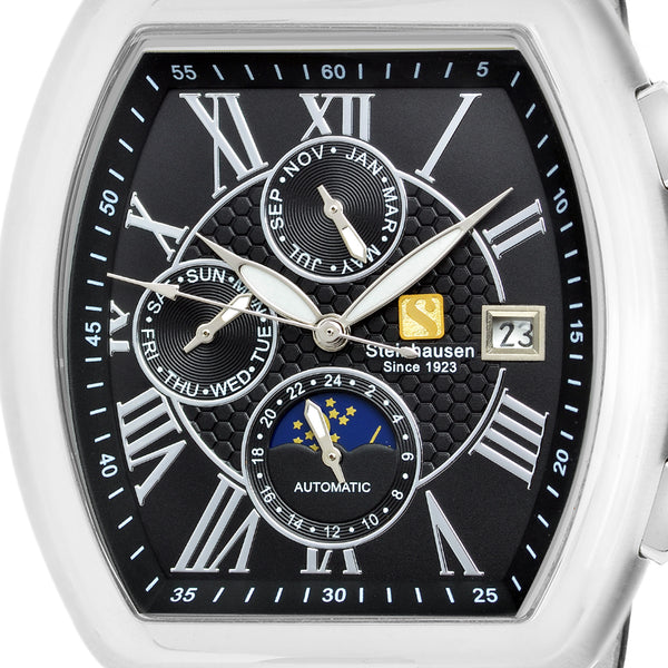 Men's Tonneau Marquise Analog Black/Silver Display Automatic Watch