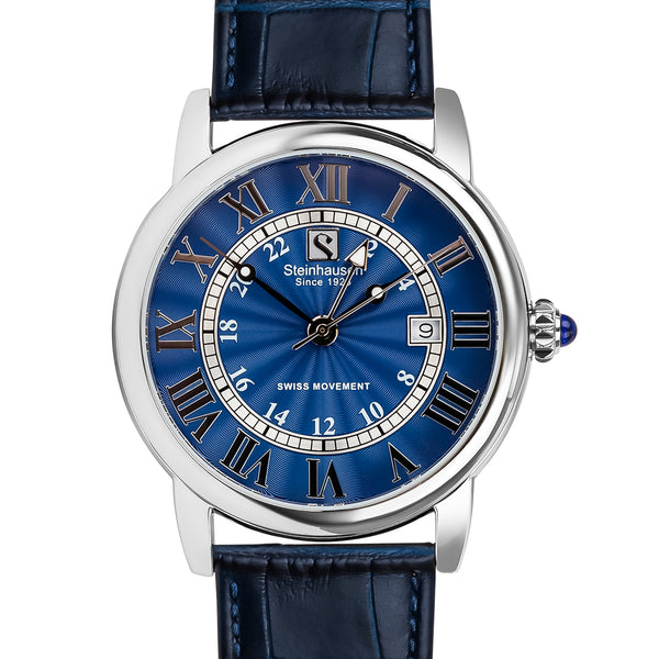 Delémont Collection - Silver / Blue Face - S0724